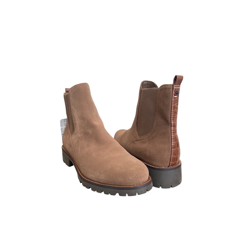 Sam Edelman Jaclyn Waterproof Suede Chelsea Lug Sole Boots Tan Brown Womens10.5M